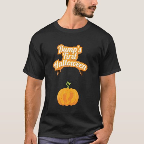 Bumps First Baby Pumpkin Footsteps Funny Hallowee T_Shirt