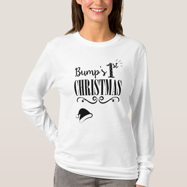 Bump's First Christmas Long Sleeve Maternity Shirt (Front)
