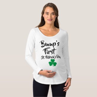 Bump's First St Patricks Day Shamrock Irish Maternity T-Shirt