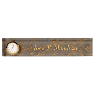 Bumpy Moon Surface Texture Granite Stone Metallic Desk Name Plate