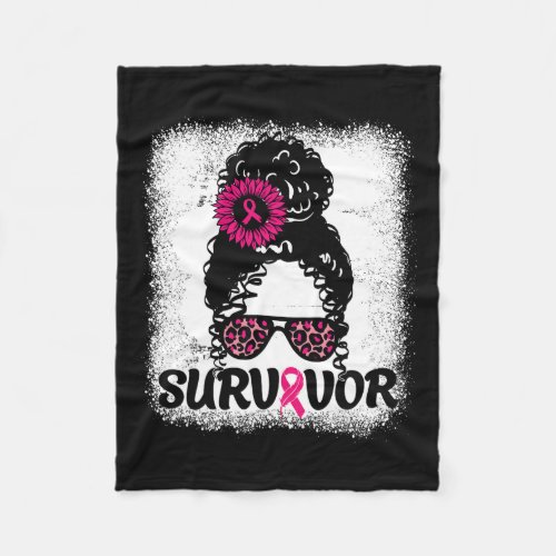 Bun Distressed Pink Ribbon Breast Cancer Survivor  Fleece Blanket