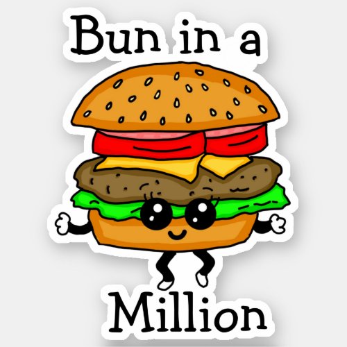 Bun in a Million Hamburger Pun Sticker