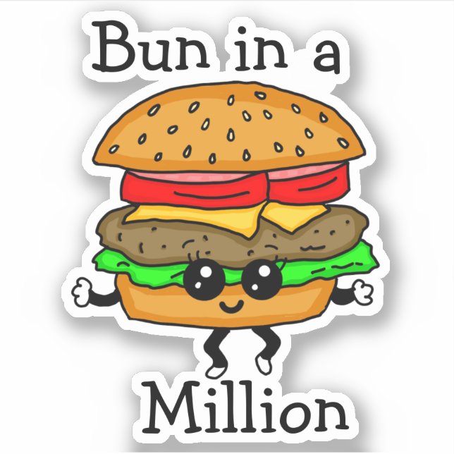 Bun in a Million Hamburger Pun Sticker (Front)