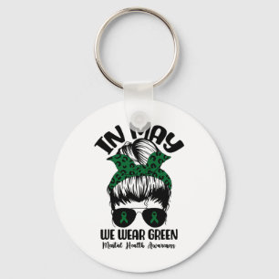 Bun In May We Wear Green Mental Health Awareness M Keychain