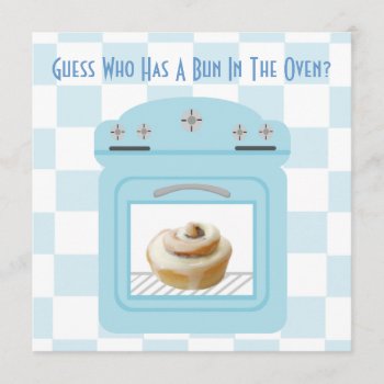 Bun In The Oven Baby Boy Blue Baby Shower Invitation by csinvitations at Zazzle