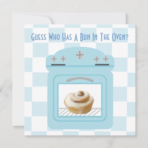 Bun In The Oven Baby Boy Blue Baby Shower Invitations