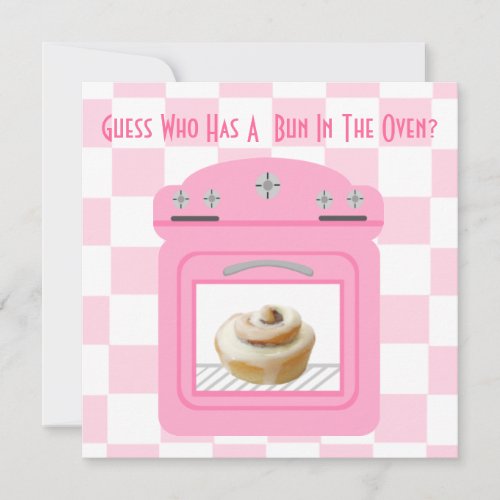 Bun In The Oven Baby Girl Pink Baby Shower Personalized Invitations