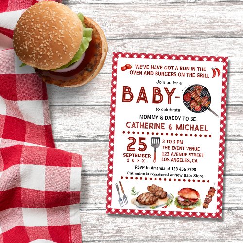 Bun In The Oven Baby_Q Barbecue Baby Shower Invitation