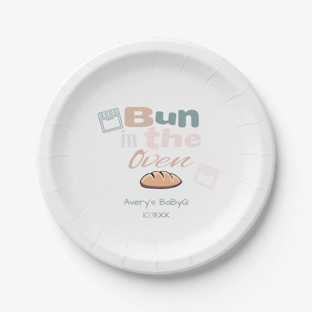 Bun In The Oven BaBy Q Shower  Paper Plates (Front)
