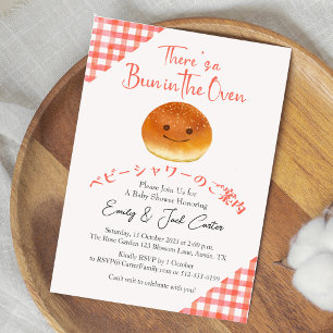 Bun in the Oven Baby Shower Cute Bread Red Gingham Invitation