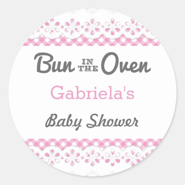 Bun In The Oven Baby Shower Favor Sticker (Front)