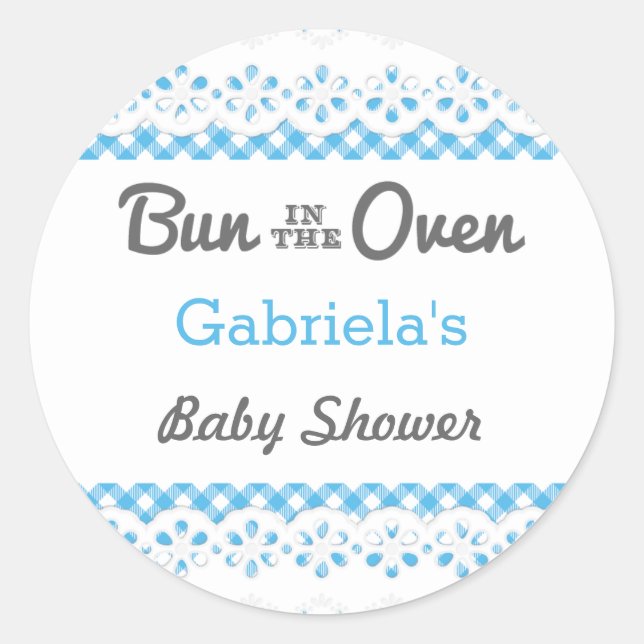 Bun In The Oven Baby Shower Favor Sticker (Front)