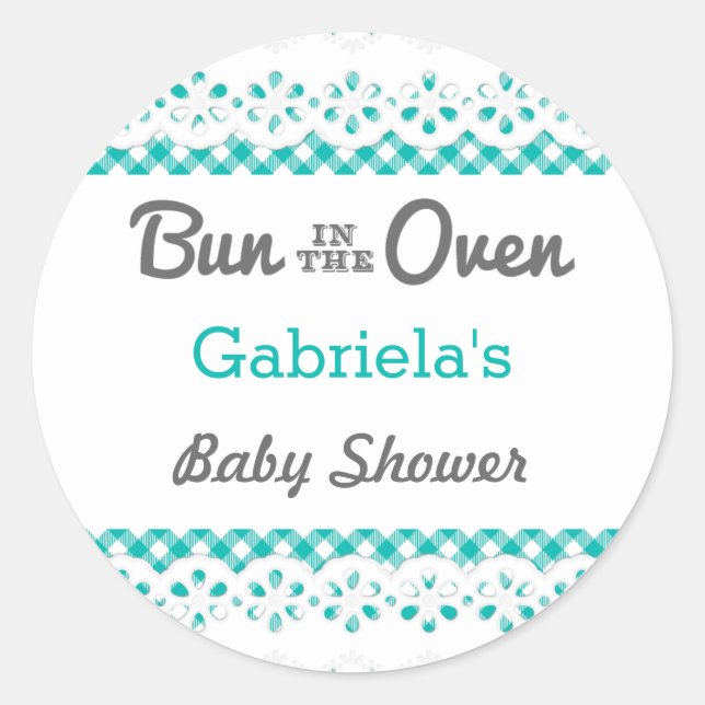 Bun In The Oven Baby Shower Favor Sticker (Front)