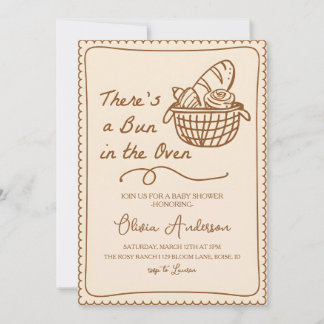 Bun in the Oven Baby Shower Hand Drawn Baking Invitation