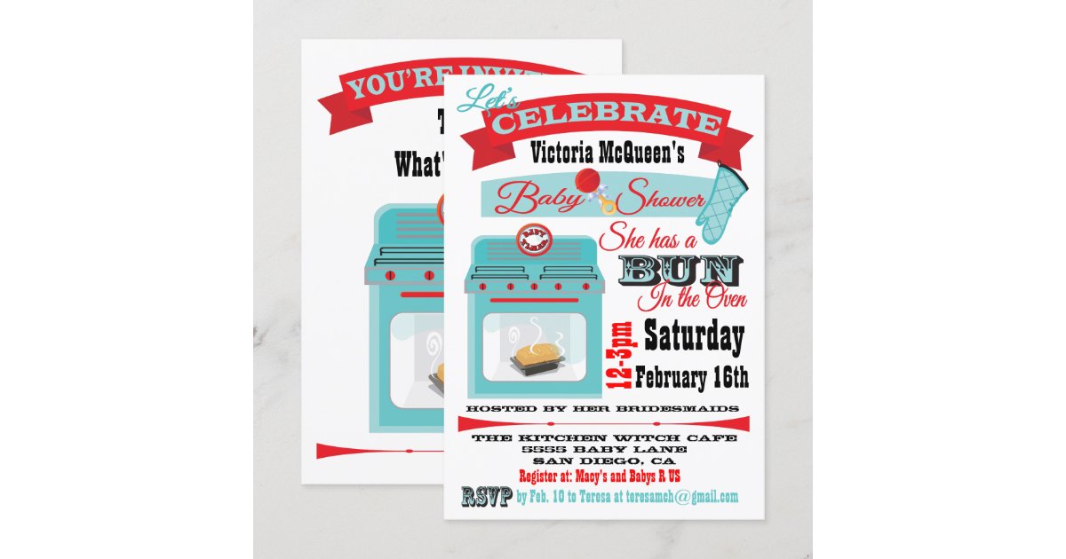 "Bun in the oven" Baby Shower Invitations | Zazzle