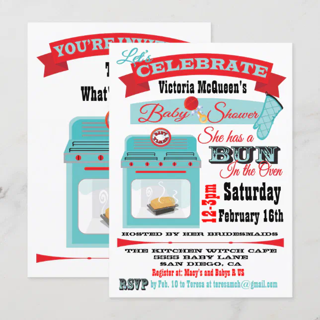"Bun in the oven" Baby Shower Invitations | Zazzle