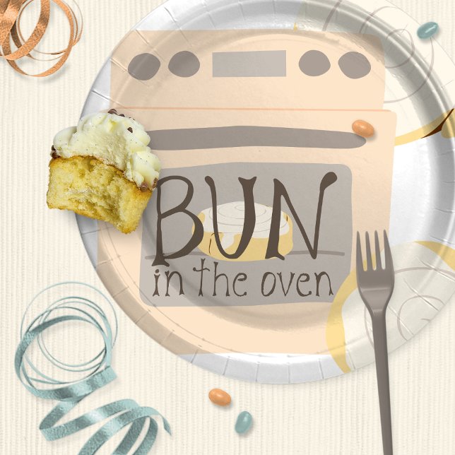 Bun in the Oven Baby Shower Paper Plates (Bun in the oven baby shower plate)