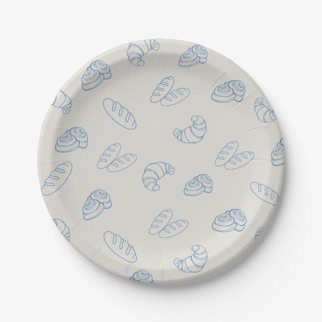 Bun in the Oven Baby Shower Rustic Bread  Paper Plates (Front)