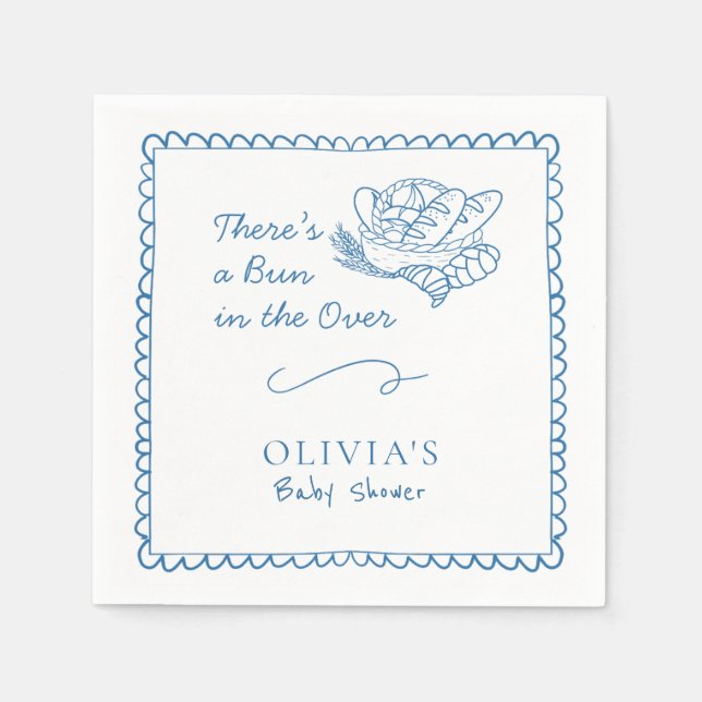 Bun in the Oven Baby Shower Rustic Napkins (Front)