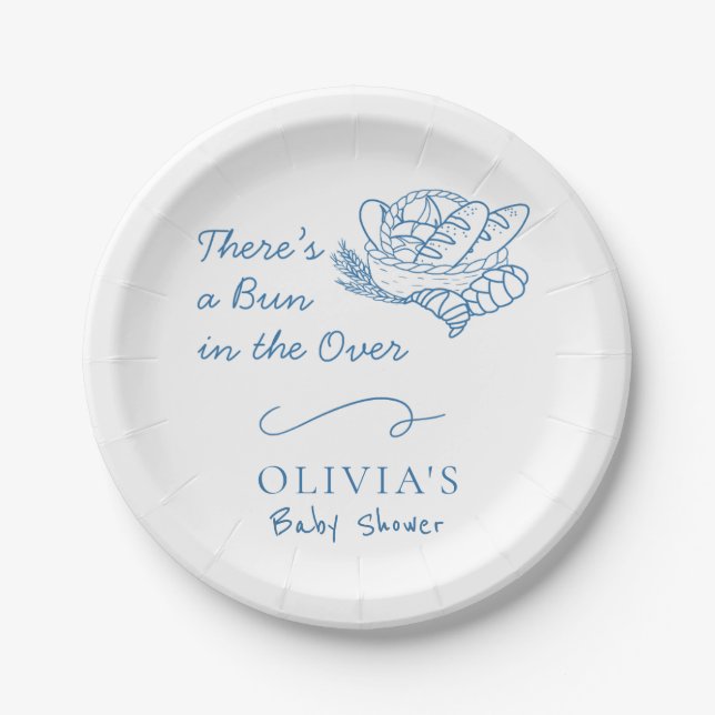 Bun in the Oven Baby Shower Rustic Napkins Paper Plates (Front)