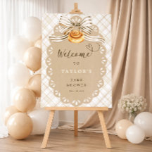 Bun in the Oven Baby Shower Welcome Sign Neutral