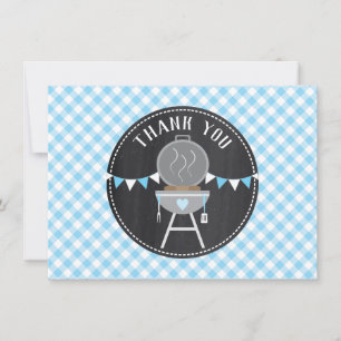 Bun in the Oven BabyQ Baby Shower Blue Chalkboard Thank You Card