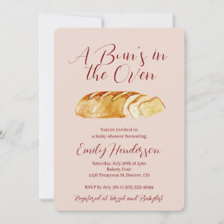 Bun in the Oven Bakery Baby Shower Invitation