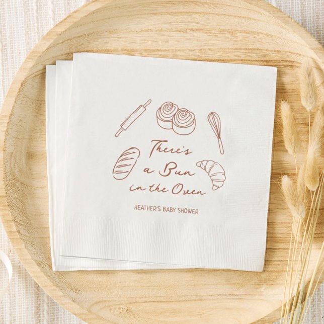 Bun in the Oven Bakery Bread Baby Shower Napkins (Creator Uploaded)