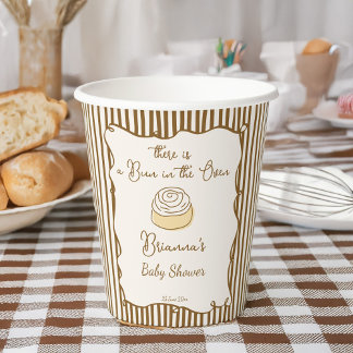 Bun in the oven baking baby shower monogrammed paper cups