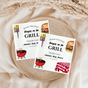 Bun in the Oven BBQ Burger on Grill Baby Shower Napkins