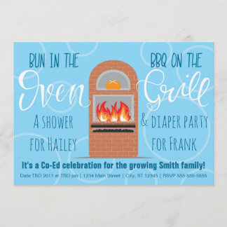 Bun in the Oven/BBQ on the Grill Co-ed Party Invitation