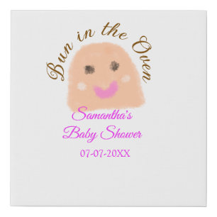 Bun in the oven beige dumpling baby shower pink br faux canvas print