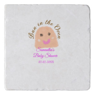 Bun in the oven beige dumpling baby shower pink br trivet