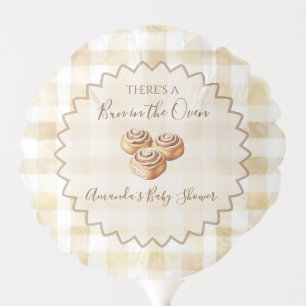 Bun in the Oven Beige Gingham Baby Shower Balloon
