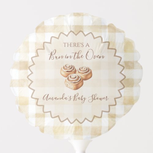 Bun in the Oven Beige Gingham Baby Shower Balloon