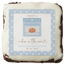 Bun In The Oven Blue Baby Boy Baby Shower Brownie