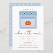 Bun In The Oven Blue Baby Boy Baby Shower Invitation