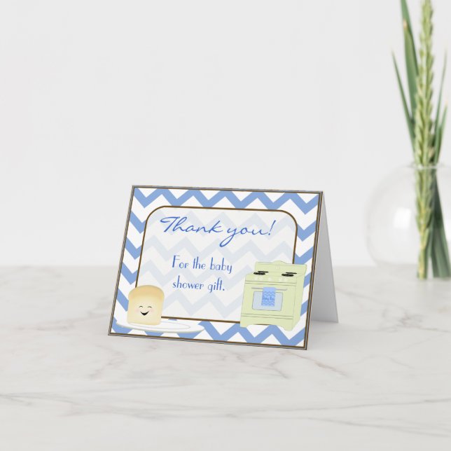 Bun in the Oven Blue Thank You Card (Front)