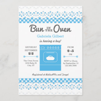 Bun In The Oven Boy Baby Shower Invitation