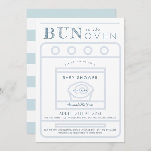 Bun in the Oven Boy Blue Baby Shower Invitation