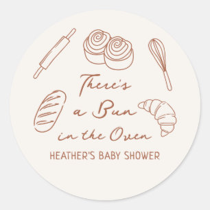 Bun in the Oven Bread Bakery Baby Shower Classic Round Sticker