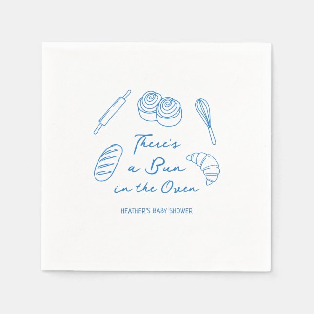 Bun in the Oven Bread Boy Baby Shower Napkins (Front)