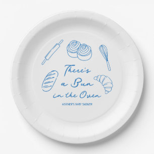 Bun in the Oven Bread Boy Baby Shower Paper Plates