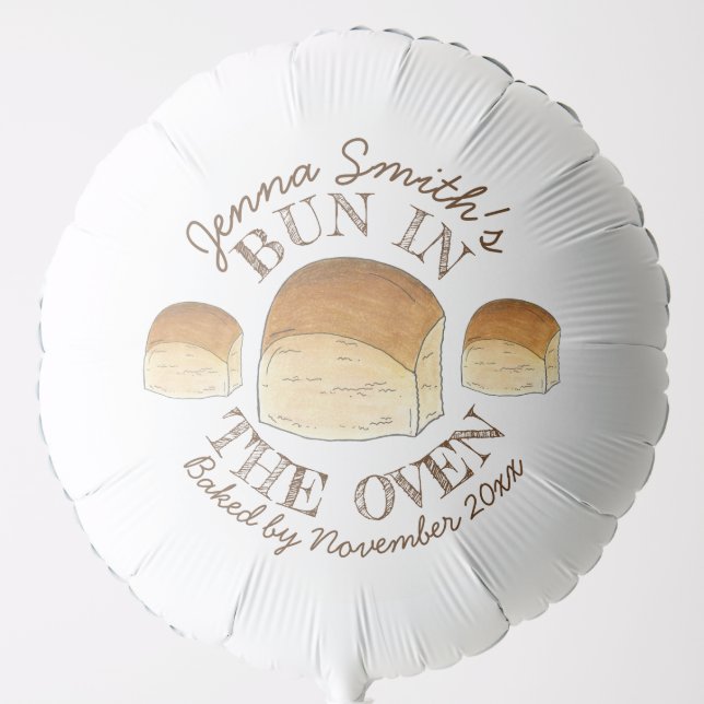Bun in The Oven Bread Dinner Roll Baby Shower Balloon (Front)