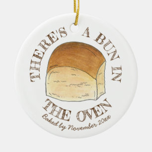 Bun in The Oven Bread Dinner Roll Baby Shower Ceramic Ornament