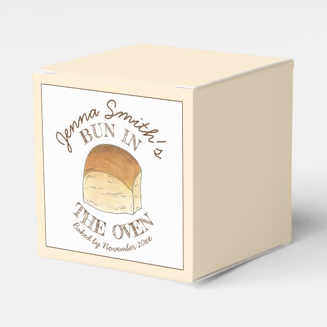 Bun in The Oven Bread Dinner Roll Baby Shower Favor Boxes (Front Side)