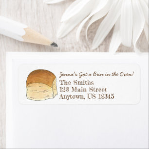 Bun in The Oven Bread Dinner Roll Baby Shower Label
