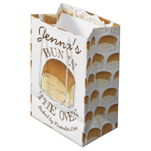 Bun in The Oven Bread Dinner Roll Baby Shower Medium Gift Bag