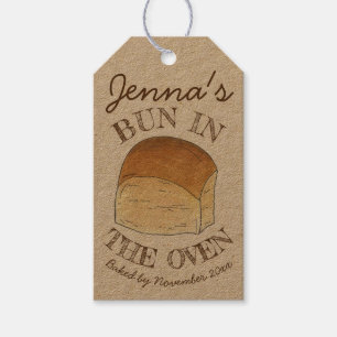 Bun in The Oven Bread Dinner Roll Expecting Baby Gift Tags