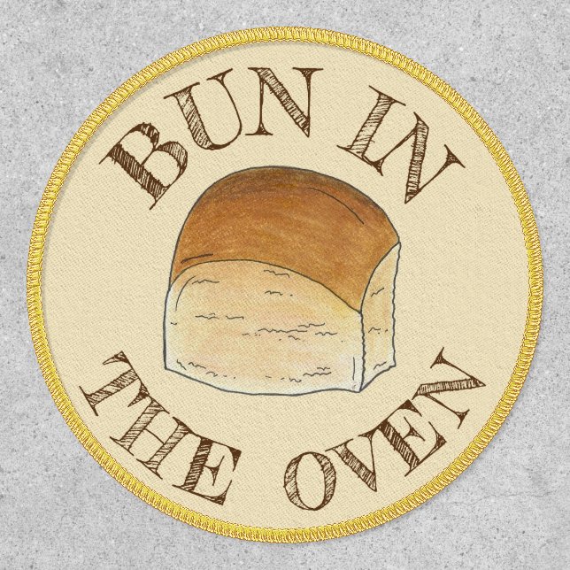 Bun in The Oven Bread Dinner Roll Expecting Baby Patch (Front)